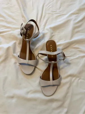 Coach | Melodie leather t-strap kitten heel sandals in chalk white | 7.5 thumbnail 2