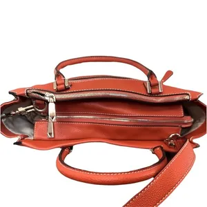 GUESS Satchel Handbag Burnt Orange Canvas Leather Trim Top Handle Crossbody Bag‎ thumbnail 6