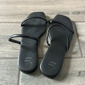 A New Day Black Minimalist Sandals with Sleek Straps thumbnail 3