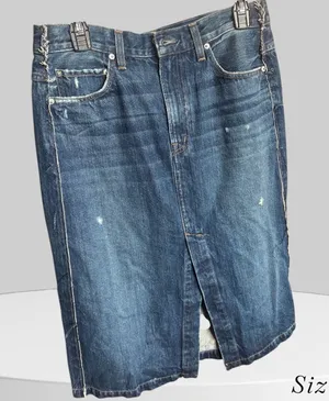 Distressed‎ Denim Skirt Size 26 tagged 25 EDWIN Dark Wash Blue Jean thumbnail 1