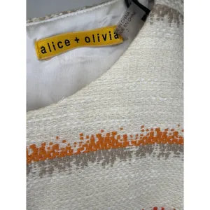 ALICE + OLIVIA Women's Ivory Orange Gray Textured Sleeveless Sheath Mini Dress 2 thumbnail 3