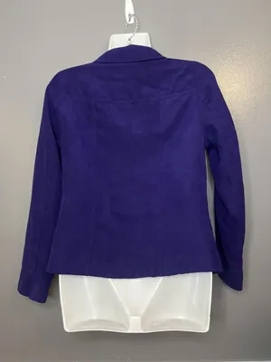 Studio Works Jacket Womens 4P Purple Faux Suede Zip Front Lined Pockets Petite thumbnail 5