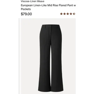 OGL European Linen Like Mid Rise Flared Pant with Pockets Black Small S NEW thumbnail 2