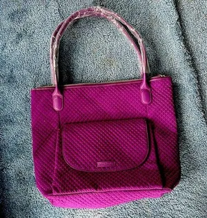 Vera Bradley large tote Quilted Gloxinia purple nwt large fits everything books thumbnail 1