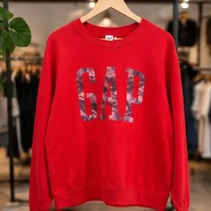 GAP Red Crewneck Sweatshirt Tie-Dye Pink Logo Y2K 90s Preppy M thumbnail 6