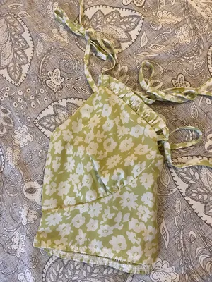 SheIn Green Tie Front Crop Top thumbnail 3