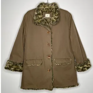 Vintage 2000s J.Jill Brown Faux Fur Lined Coat Jacket Size L thumbnail 4