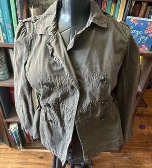 Loft S military gray cargo normcore lightweight blazer thumbnail 1
