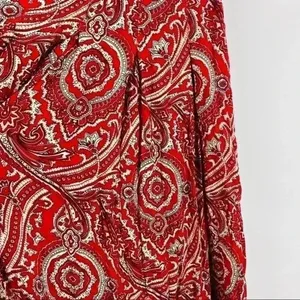 UO Staring At Stars Women’s Lightweight‎ Red Paisley Wide Leg Boho Pants Size 2 thumbnail 8