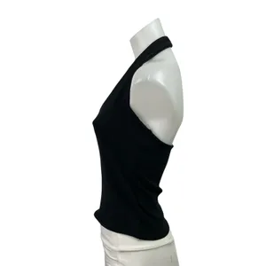 Zara Womens Black Knit Racerback Sleeveless Cropped Open Back Tank Top Size L thumbnail 2