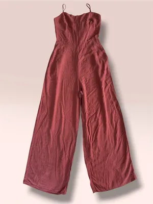 Audrey Parks Francesca’s Rust Rose Tie Back Wide Leg Jumpsuit Size S thumbnail 1