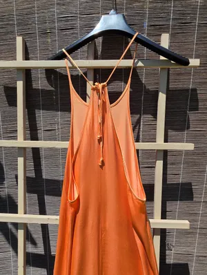 NEW ZARA Maxi Dress Satin Burnt Orange size S thumbnail 3