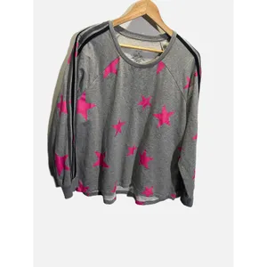 Torrid Active‎ Sweatshirt Womens 0 Gray Pink Star Print Racing Stripe Athleisure thumbnail 3