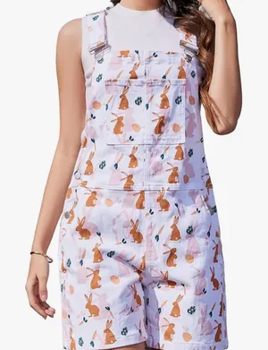 Bunny Overalls • Romper • Easter Outfit • Medium Orange thumbnail 1
