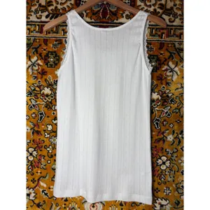 Vintage White Pointelle Cotton Lace Camisole sz Medium thumbnail 4