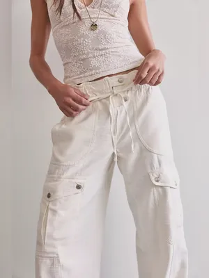 NWOT Free People We The Free Park Ave Pants - ivory - Large thumbnail 4