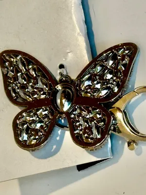 NEW Colorful Crystal Butterfly Bag Charm Keychain NWT thumbnail 2