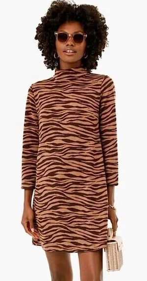 Tuckernuck Ellie Striped Mock‎ Neck Knit Dress Tiger Small thumbnail 1