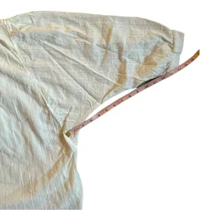 Madewell White Button Front Blouse Silver Metallic Stripe Size Medium thumbnail 5