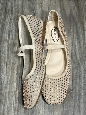 Scoop Embellished Mary Jane Flats in Light Beige thumbnail 8