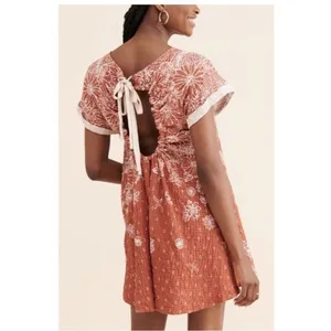 Free People Sundress Size S Cotton Embroidered Back Cut Out Boho Summer Sunny thumbnail 2