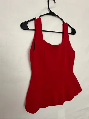 Milk & Honey Womens Red Knit Peplum Tank Top Gold Button Front Size S(A901) thumbnail 8