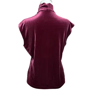 Limited Velvet Mock Neck Sleeveless Top‎ L Burgundy Y2K Whimsigoth Chic Evening thumbnail 2