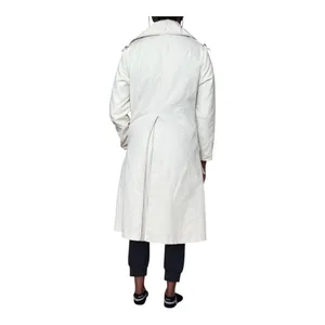 Vintage Cream Double Breasted Trench Coat Women's Long Sleeves M thumbnail 5