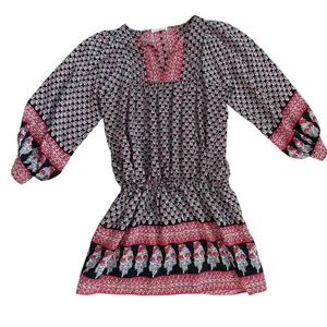 Ulla Johnson Bazaar Silk Mini Blouson Dress Light Indian Floral Print Size 2 thumbnail 11