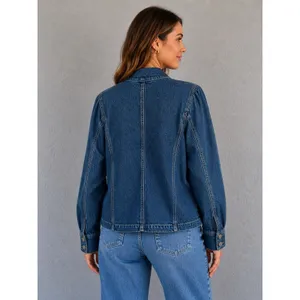 We The Free Denim Jacket XS NWT Structured Military Utility Missing Button thumbnail 2