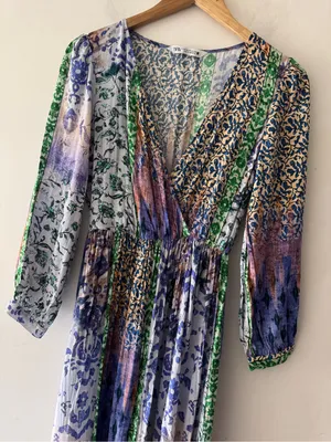 Zara Stunning Patchwork Print Pattern Long‎ Sleeve Dress thumbnail 3