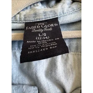 Faded Glory Light Blue Denim Button-Up Shirt thumbnail 3