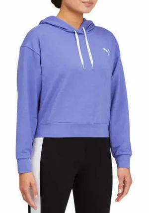 PUMA Womens Cropped Pullover‎ Hoodie Hazy Blue Long Sleeve Size Small thumbnail 1