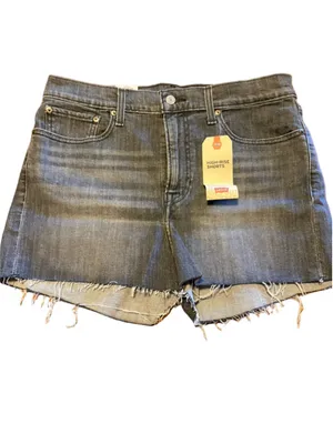 Levi's High-Rise Jean Shorts Size 32 Hit the Road Blk NWT thumbnail 2