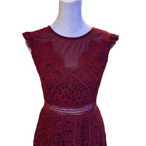 Francesca's Women's Burgundy Lace Fit & Flare Dress Size S Party Cocktail thumbnail 2