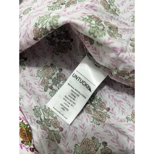 UNTUCKit Carrie Cotton Raglan Sleeve Blouse Pink Green Floral Medallion Size M thumbnail 6