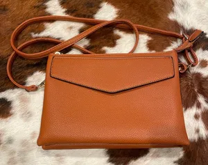 Light brown vegan leather crossbody purse thumbnail 1