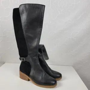 Lucky Brand Timinii Womens Riding Boots Size 10 Black Leather Suede Knee-High thumbnail 2