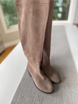 Seychelles Taupe Suede Over-the-Knee Block Heel Boots Sz 8 thumbnail 5