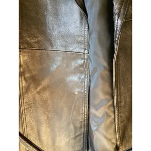 Learsi Vintage Black Leather Trench Coat Longline Belted Jacket Large thumbnail 6