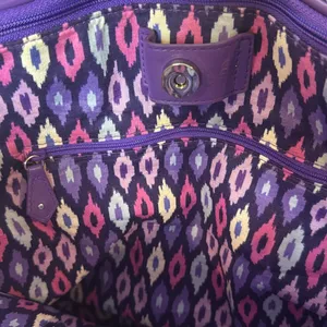 Vera Bradley Crosstown Tote Shoulder Bag Purple Lilac Tapestry Retired Pattern thumbnail 8