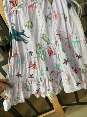Hill House Lucia mini dress sea creatures lilac lavender coastal print ruffles thumbnail 12