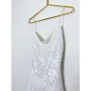 Zara White Sequin Ruffle Slip Mini Dress Size XS Bridal Cocktail 8306/732 thumbnail 8