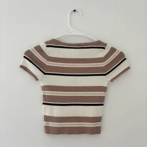 Princess Polly brown striped crop top thumbnail 4