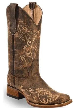 Circle G WOMEN'S DRAGONFLY EMBROIDERED WESTERN BOOTS - SQUARE TOE thumbnail 1