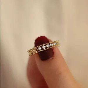 Boutique NEW 18k Gold Vermeil‎ Diamond Cut Lattice Band Ring thumbnail 2