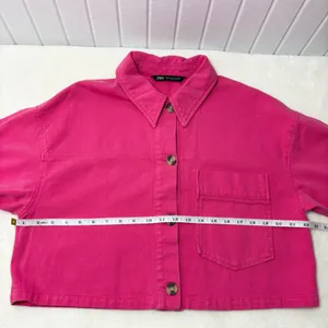 ZARA CROPPED COTTON Pink Jacket‎ /Over shirt Size M thumbnail 9
