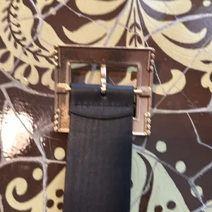 Elegant Black Faux Leather Belt with Gold Buckle thumbnail 3