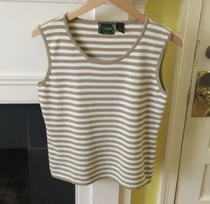 Nicaya Sleeveless Sweater Tank Tan & White - Sz Medium thumbnail 1