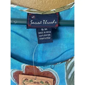 NWT Sacred Threads size S/M maxi floral dress lined side slits shift dress. thumbnail 6